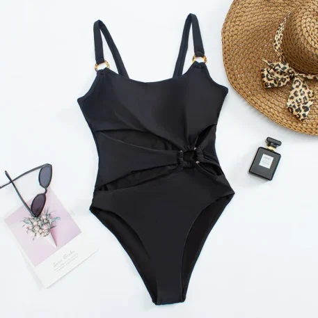 One piece Solid Color Swimsuit - Image 5