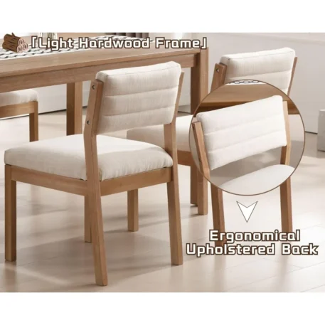 Dining Chairs Set of 4, Upholstered with Hardwood Legs - Image 4