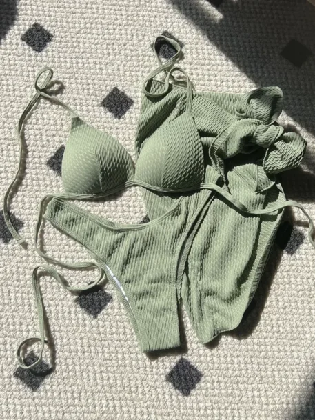 2025 Sarong Bra Cup Wrinkled Bikini Set - Image 15