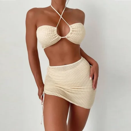 3 Piece Bikini - Beige or Blue Color