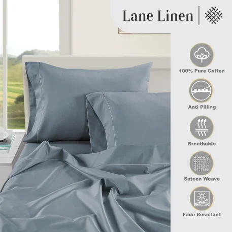 Queen Size Lane Linen -100% Egyptian Cotton Queen Sheet Set - 1000 Thread Count - Image 5