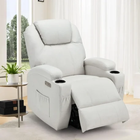 Power Lift Recliner Chair with Side Pockets, USB & Type-C Ports, Cup Holders