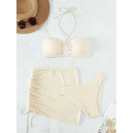 3 Piece Bikini - Beige or Blue Color - Image 7