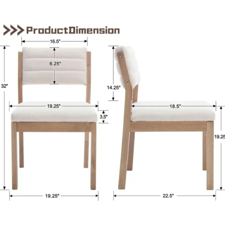 Dining Chairs Set of 4, Upholstered with Hardwood Legs - Image 6