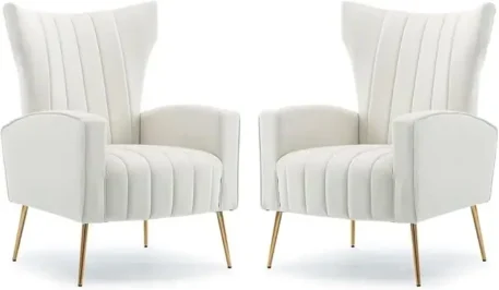 Velvet Wingback Armchairs - Image 8