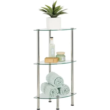 Modern Glass Corner 3-Tier Stand