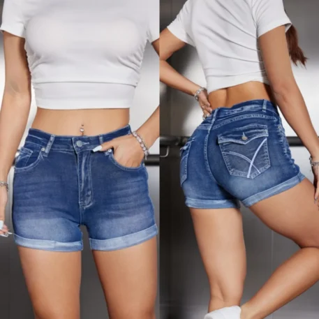 New Summer High Waist Stretch Denim Shorts - Image 6