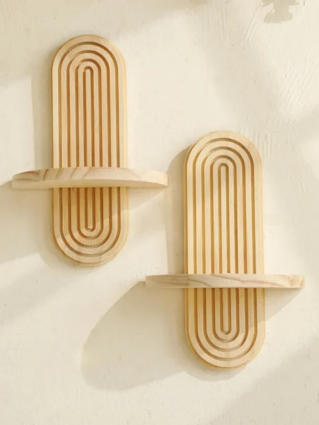 1Pc Boho Style Wooden Wall Shelves - Image 3