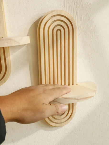 1Pc Boho Style Wooden Wall Shelves - Image 6