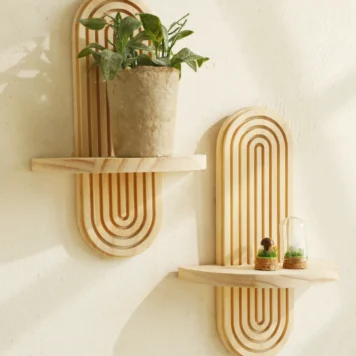 1Pc Boho Style Wooden Wall Shelves
