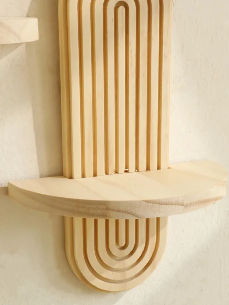 1Pc Boho Style Wooden Wall Shelves - Image 5
