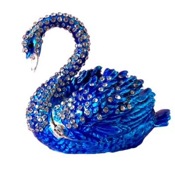 Elegant Crystal Swan Figurine Trinket Box