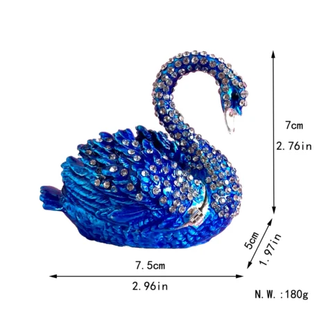 Elegant Crystal Swan Figurine Trinket Box - Image 6