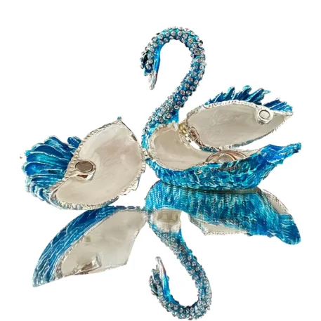 Elegant Crystal Swan Figurine Trinket Box - Image 4