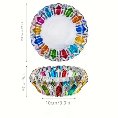 1pc Elegant Glass Ashtray - Circular Colorful Design - Image 3