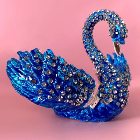 Elegant Crystal Swan Figurine Trinket Box - Image 5